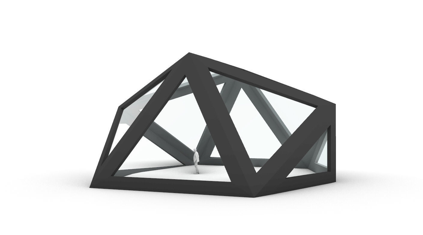 Geodesic Dome Structure with Frame and Glass Panels 3D model_17