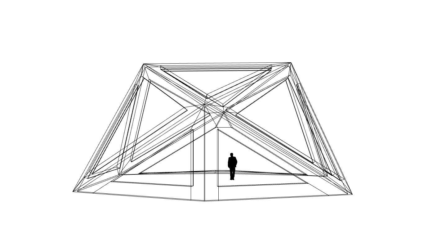 Geodesic Dome Structure with Frame and Glass Panels 3D model_36