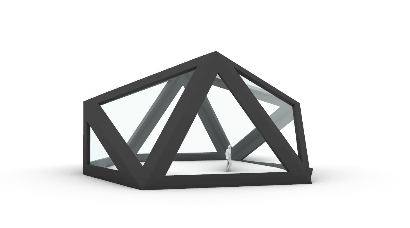 Geodesic Dome Structure with Frame and Glass Panels 3D model_49
