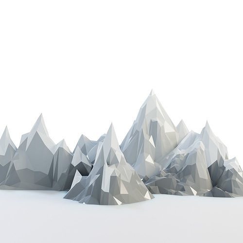 Low Poly Mountain Set range in polygons Low-poly 3D model