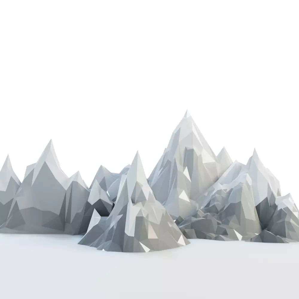 Low Poly Mountain Set range in polygons Low-poly 3D model_0