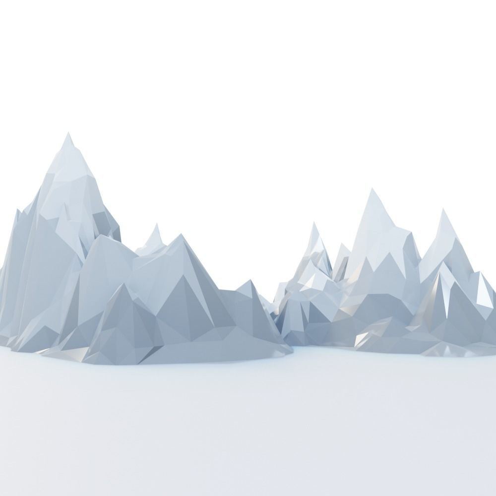 Low Poly Mountain Set range in polygons Low-poly 3D model_4