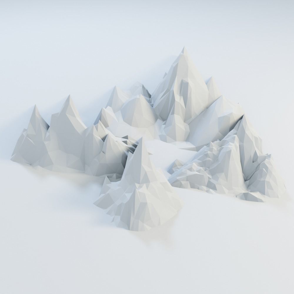 Low Poly Mountain Set range in polygons Low-poly 3D model_13