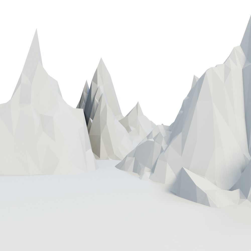 Low Poly Mountain Set range in polygons Low-poly 3D model_15