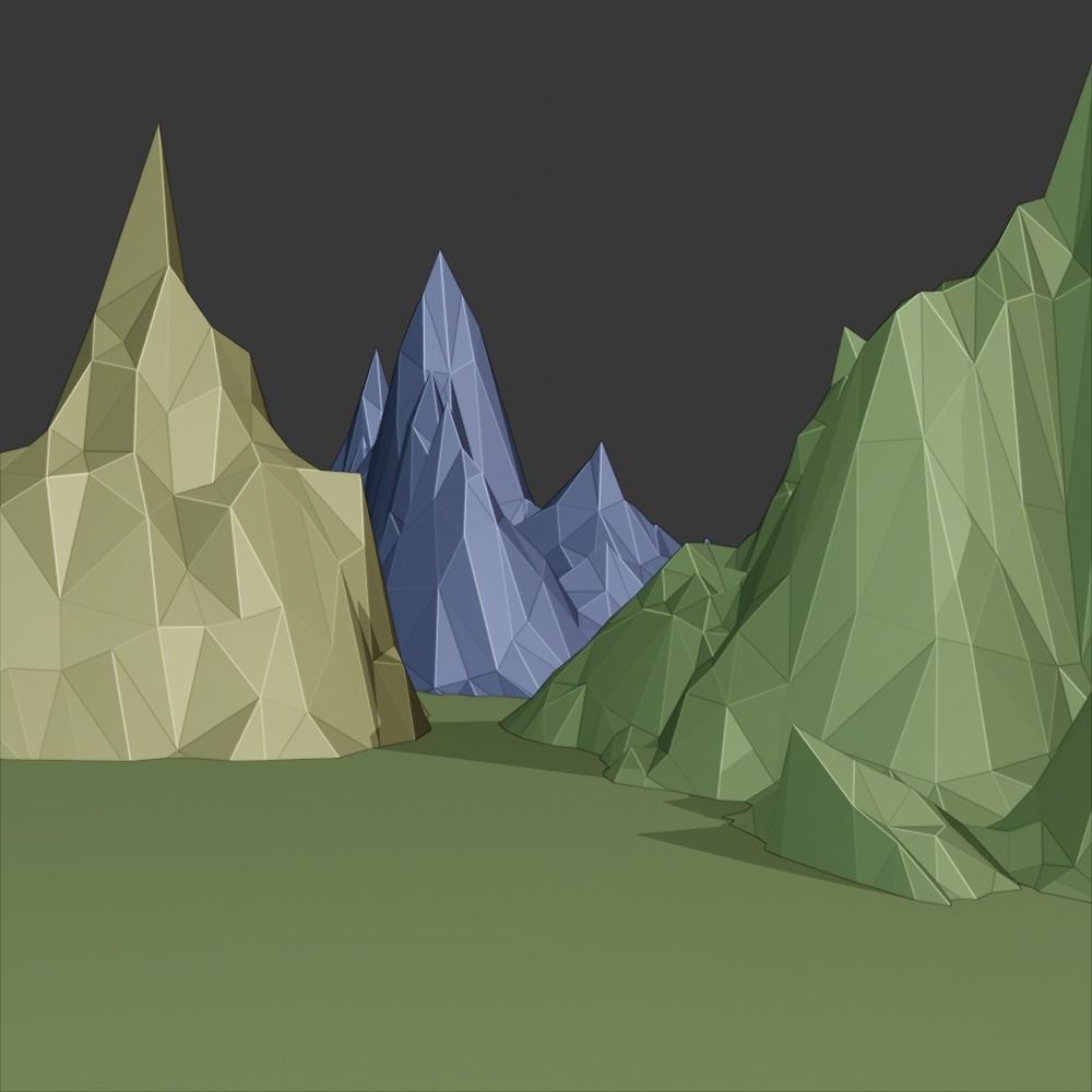 Low Poly Mountain Set range in polygons Low-poly 3D model_18