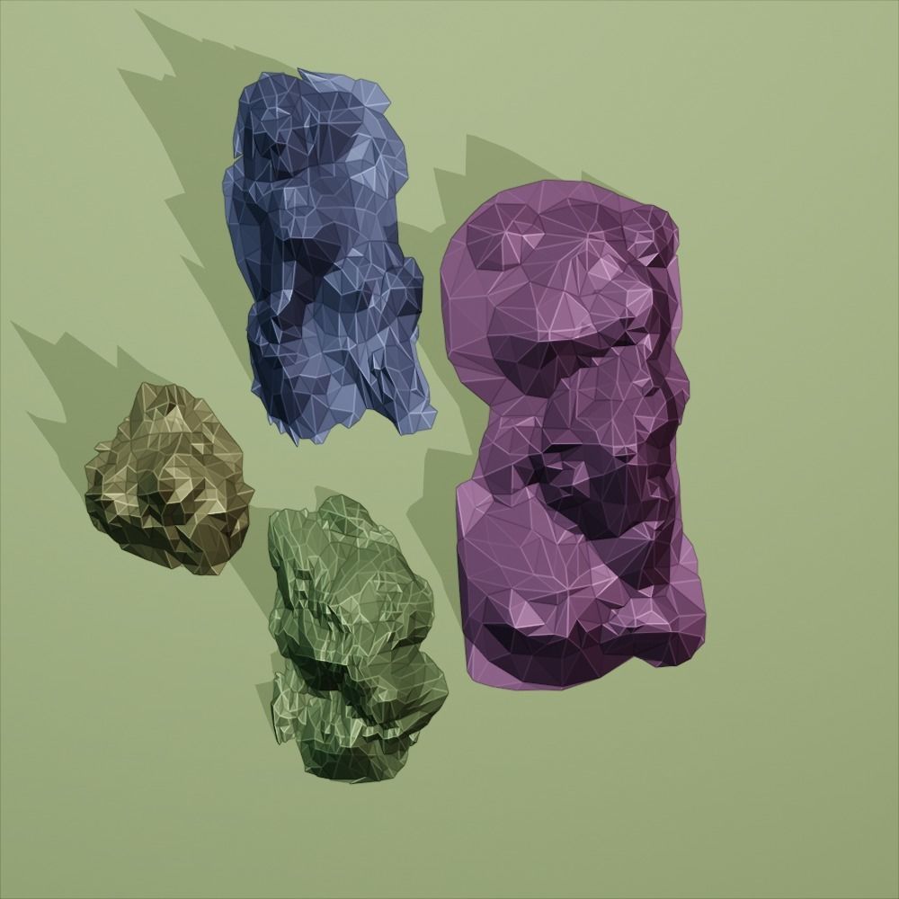 Low Poly Mountain Set range in polygons Low-poly 3D model_17