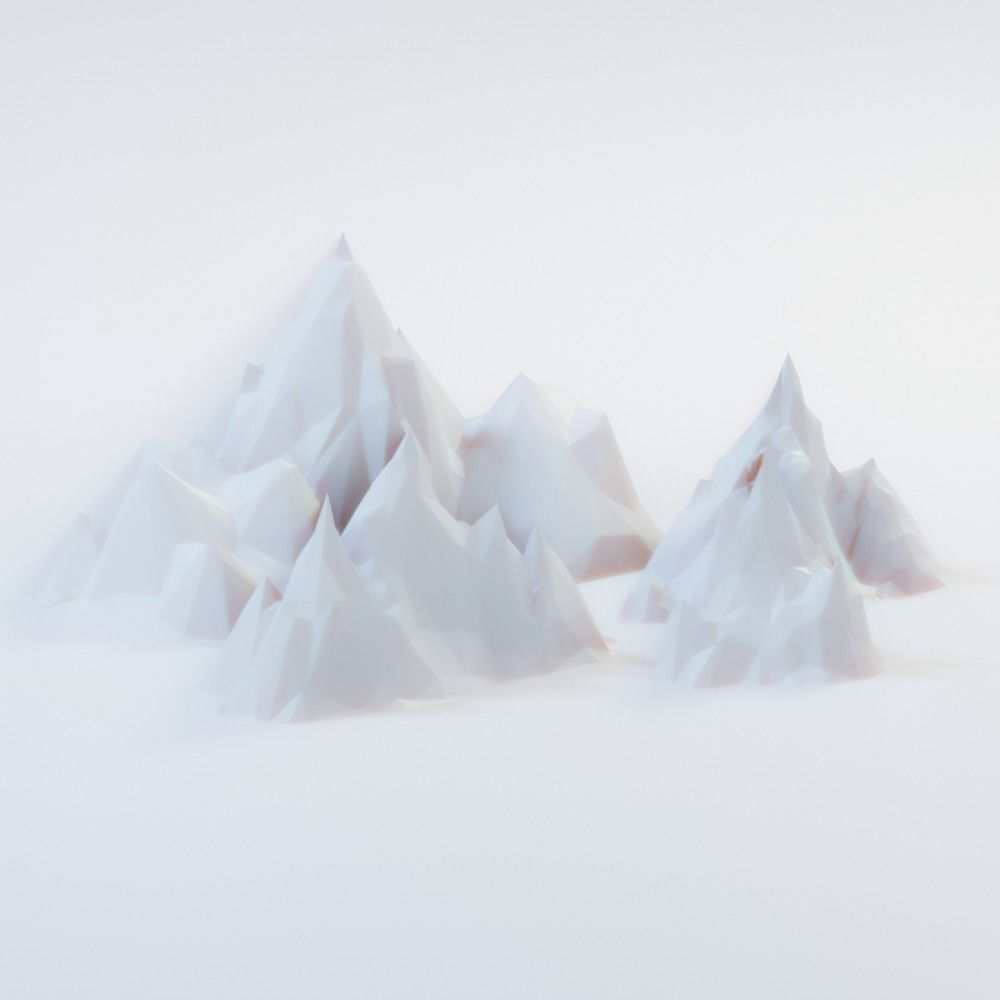 Low Poly Mountain Set range in polygons Low-poly 3D model_9