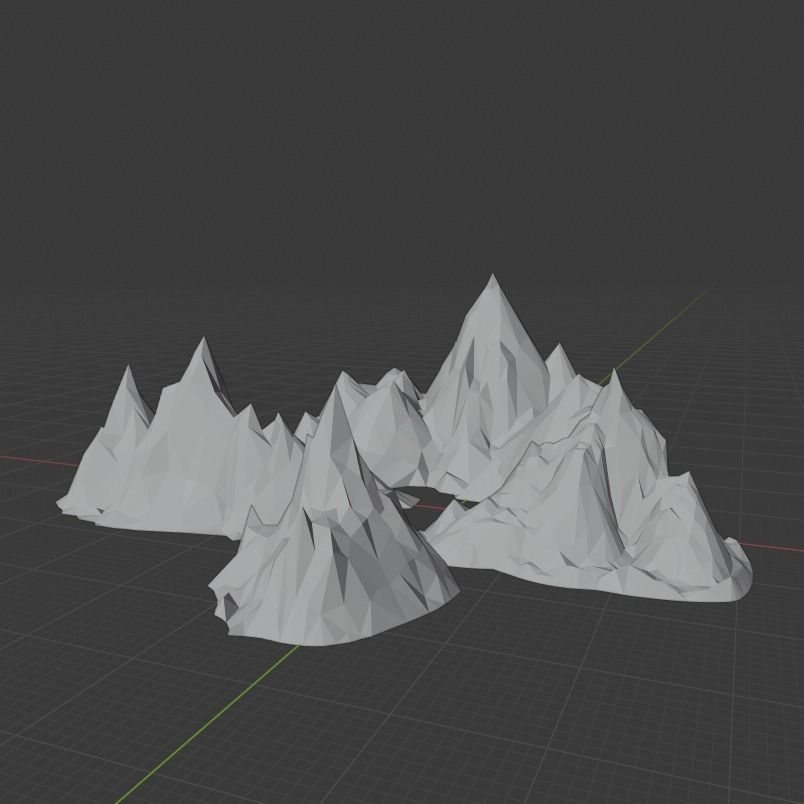 Low Poly Mountain Set range in polygons Low-poly 3D model_21