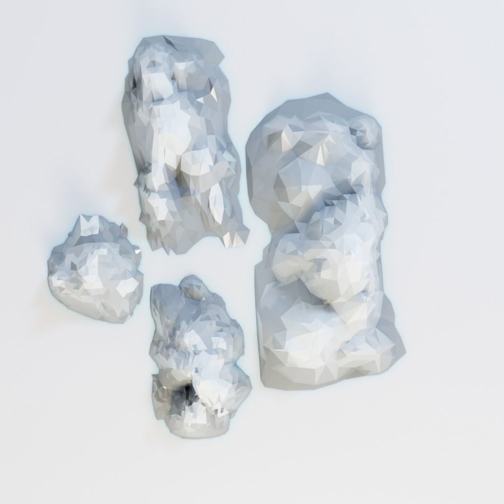 Low Poly Mountain Set range in polygons Low-poly 3D model_3