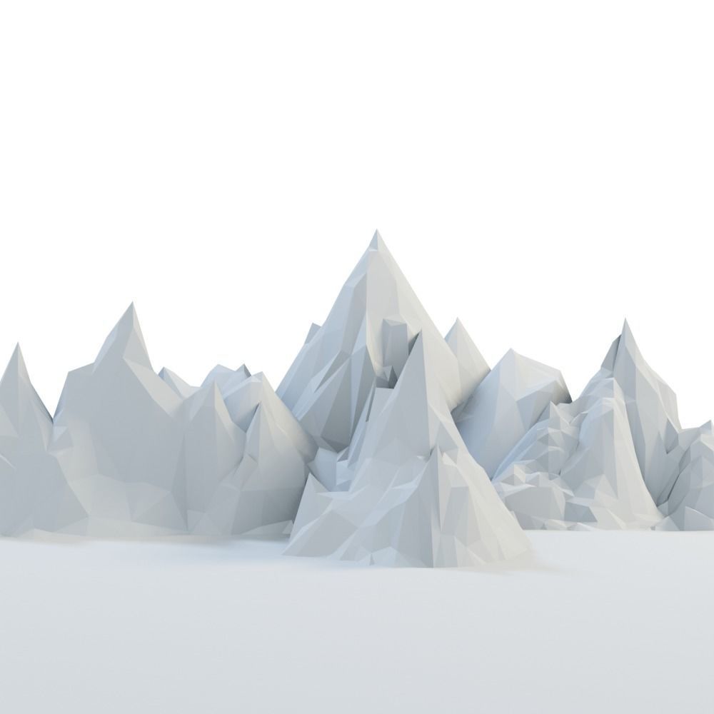 Low Poly Mountain Set range in polygons Low-poly 3D model_12