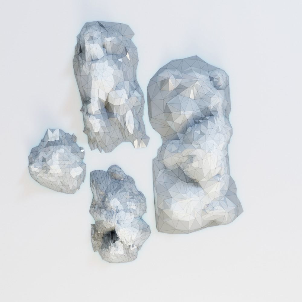 Low Poly Mountain Set range in polygons Low-poly 3D model_5