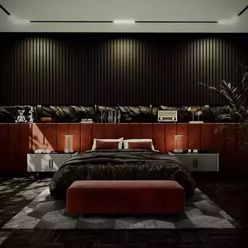 Dark Bedroom interior scene 3D model