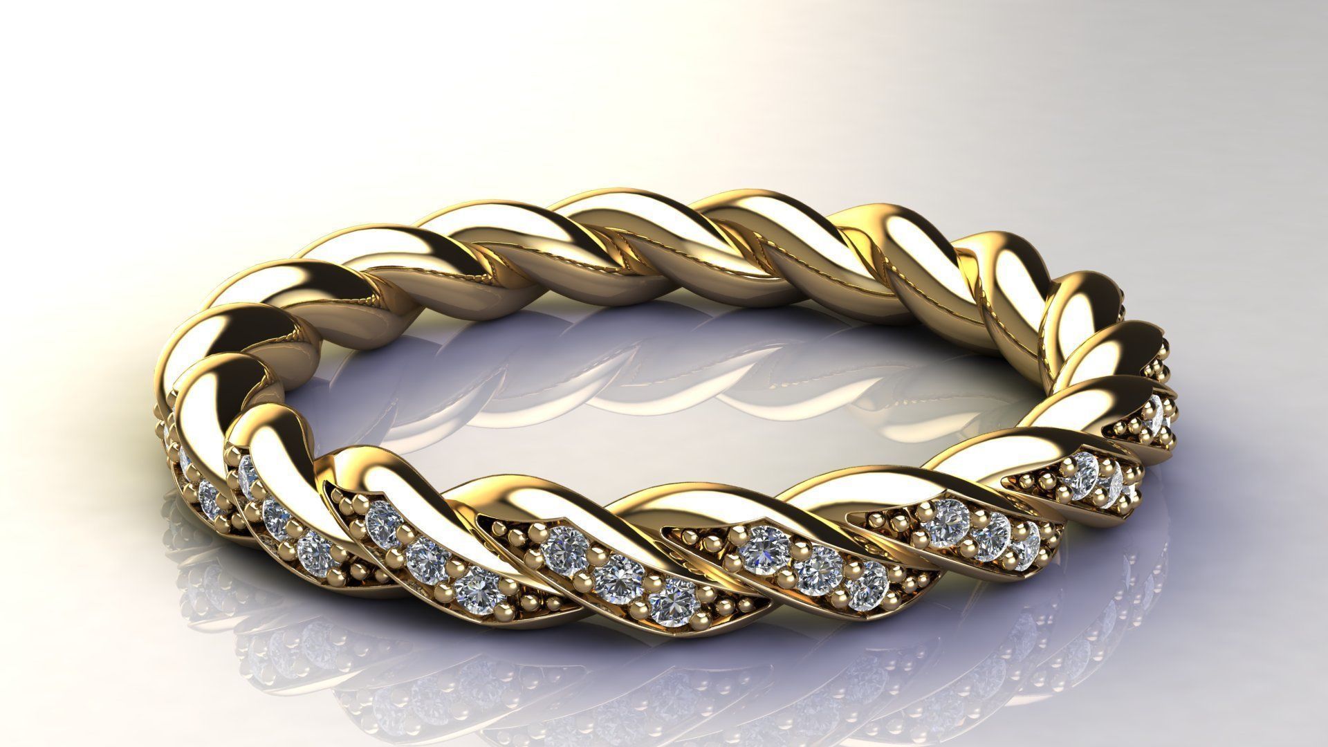 Paveflex Ring with Diamonds 3D print model_4