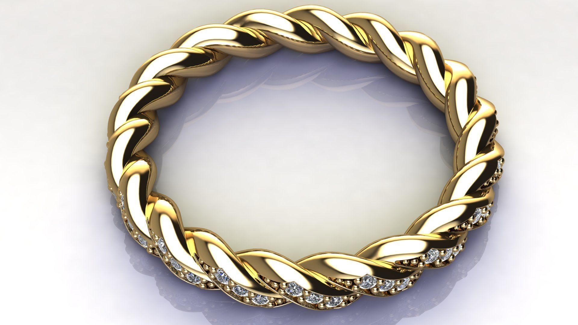 Paveflex Ring with Diamonds 3D print model_2