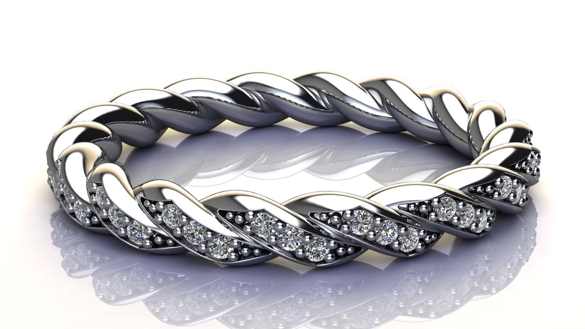 Paveflex Ring with Diamonds 3D print model_6