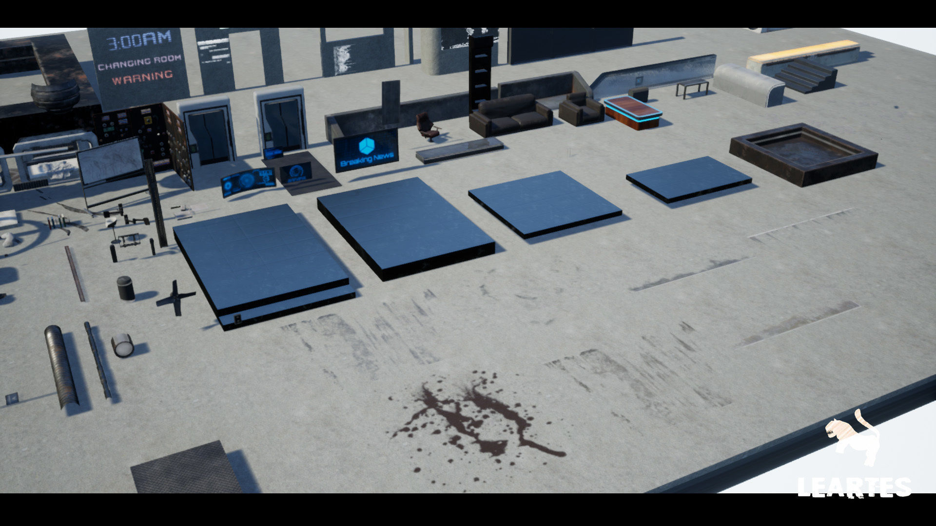 CyberPunk  Sci - Fi Apartment Interior Environment Kitbash Low-poly 3D model_12