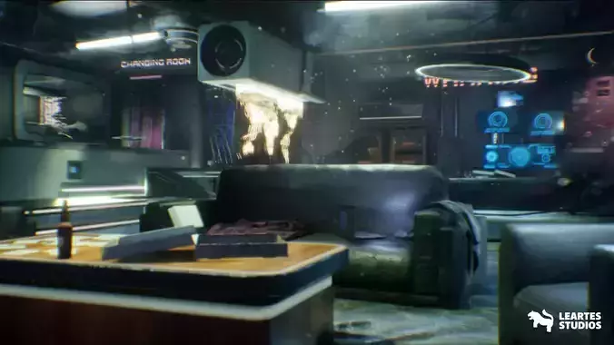 CyberPunk  Sci - Fi Apartment Interior Environment Kitbash Low-poly 3D model