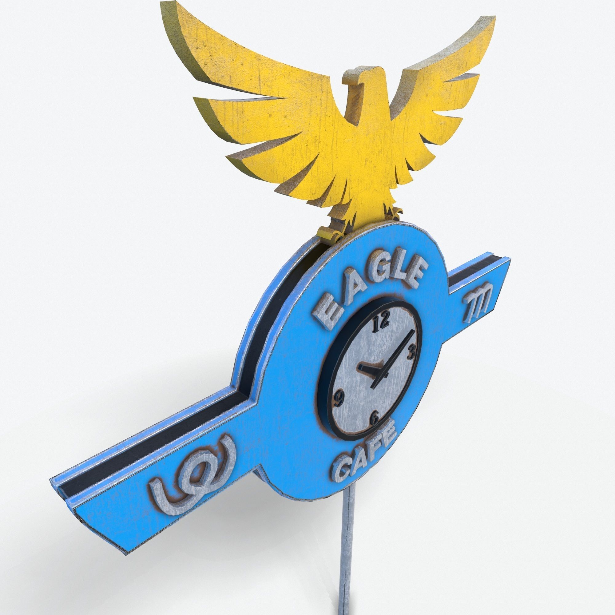 Eagle Cafe Motorway Sign  Low-poly 3D model_7