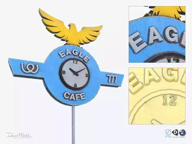Eagle Cafe Motorway Sign  Low-poly 3D model