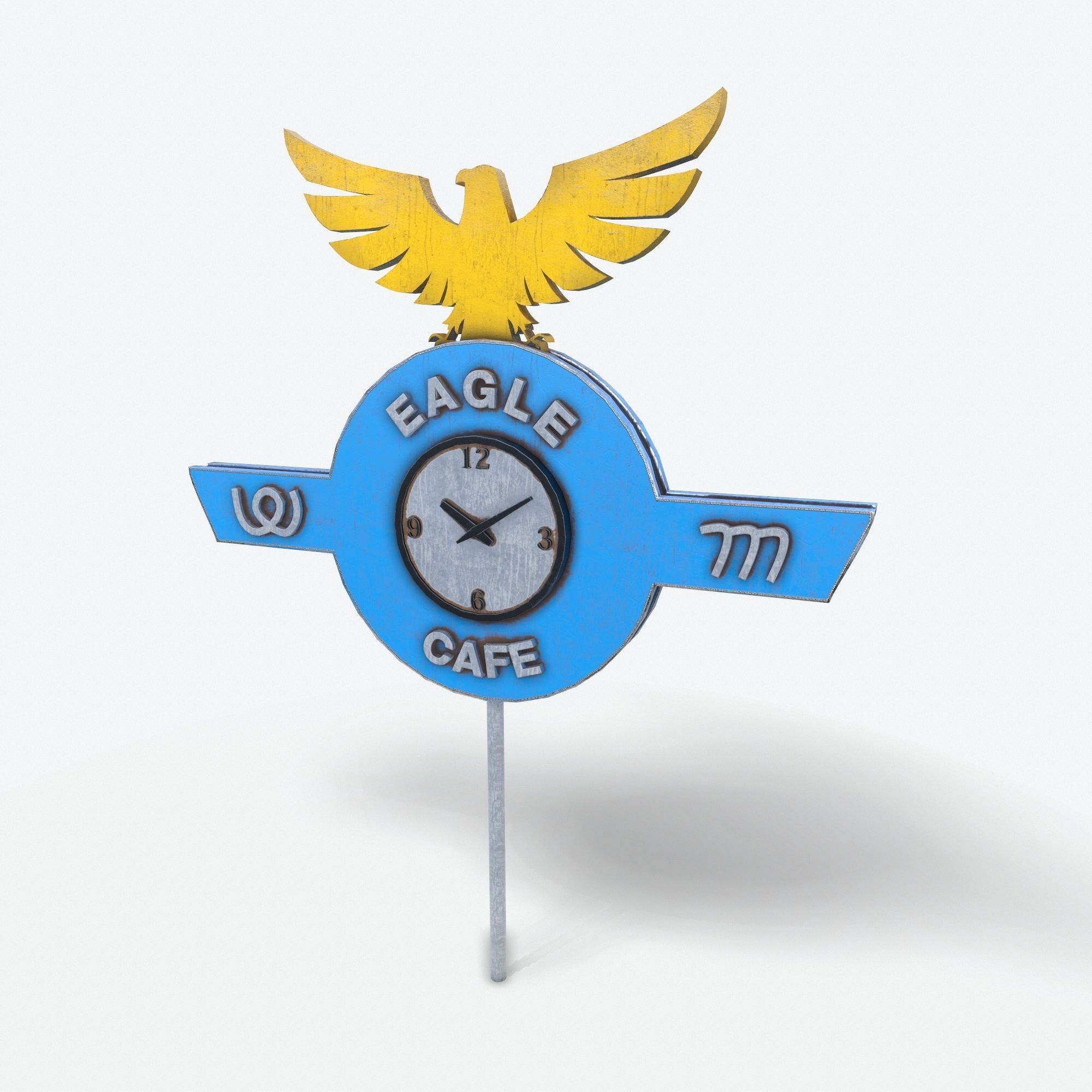 Eagle Cafe Motorway Sign  Low-poly 3D model_3