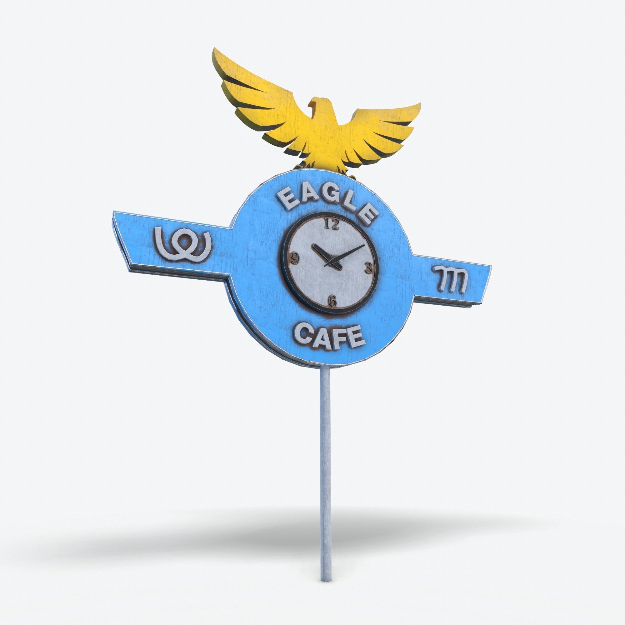 Eagle Cafe Motorway Sign  Low-poly 3D model_2