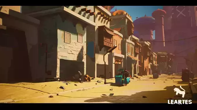 Stylized Low Poly Asian City  Low-poly 3D model