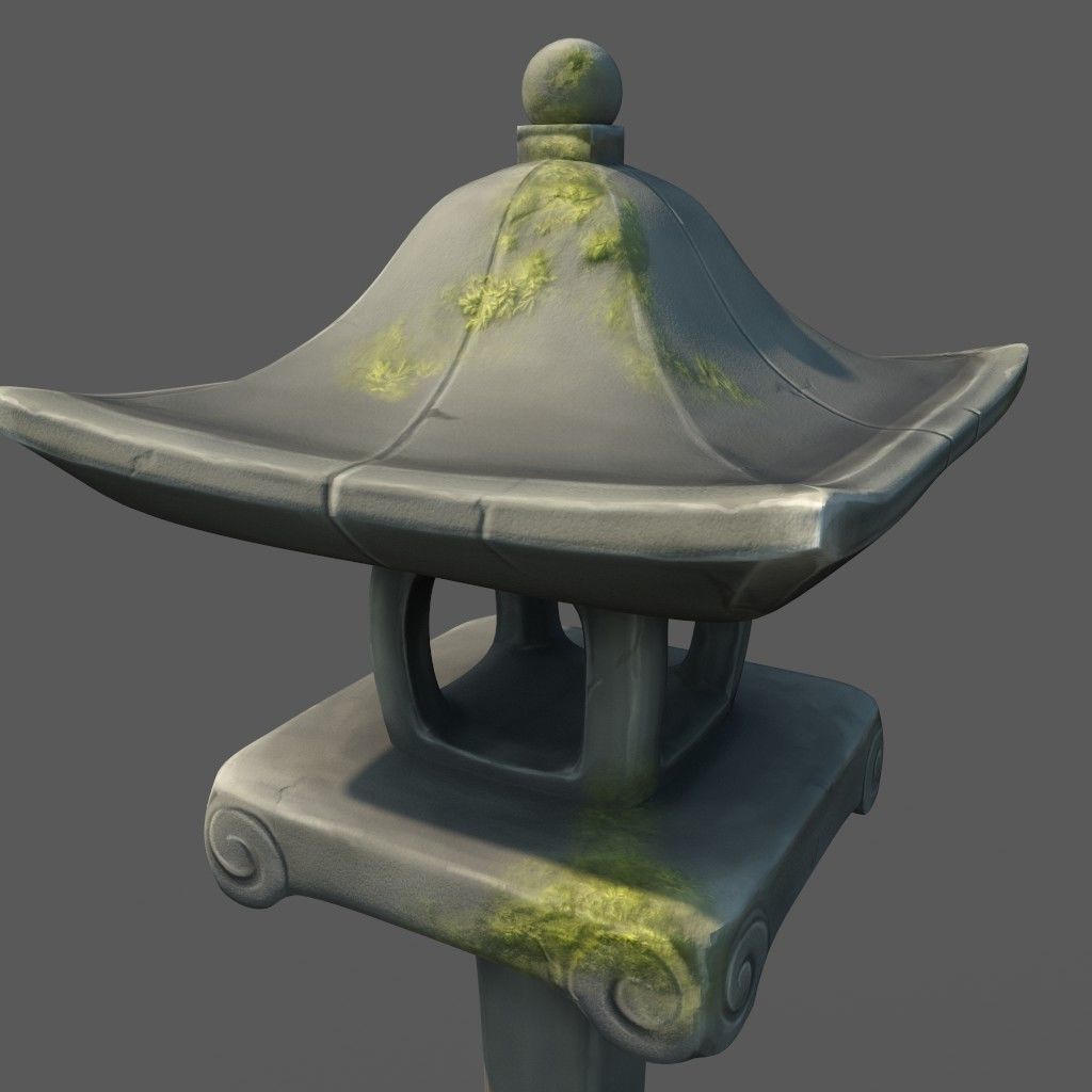 Japanese Stone Lanterns Low-poly 3D model_10