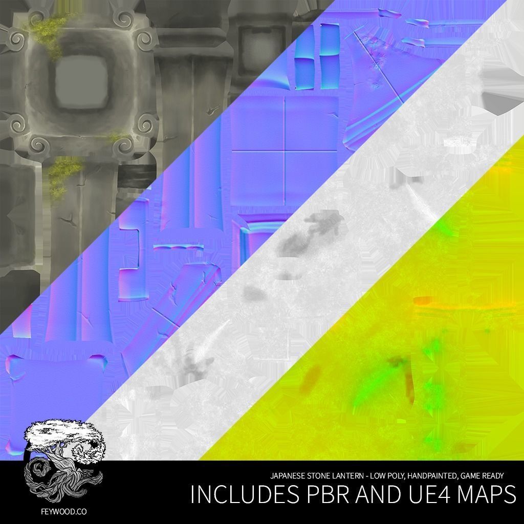 Japanese Stone Lanterns Low-poly 3D model_4