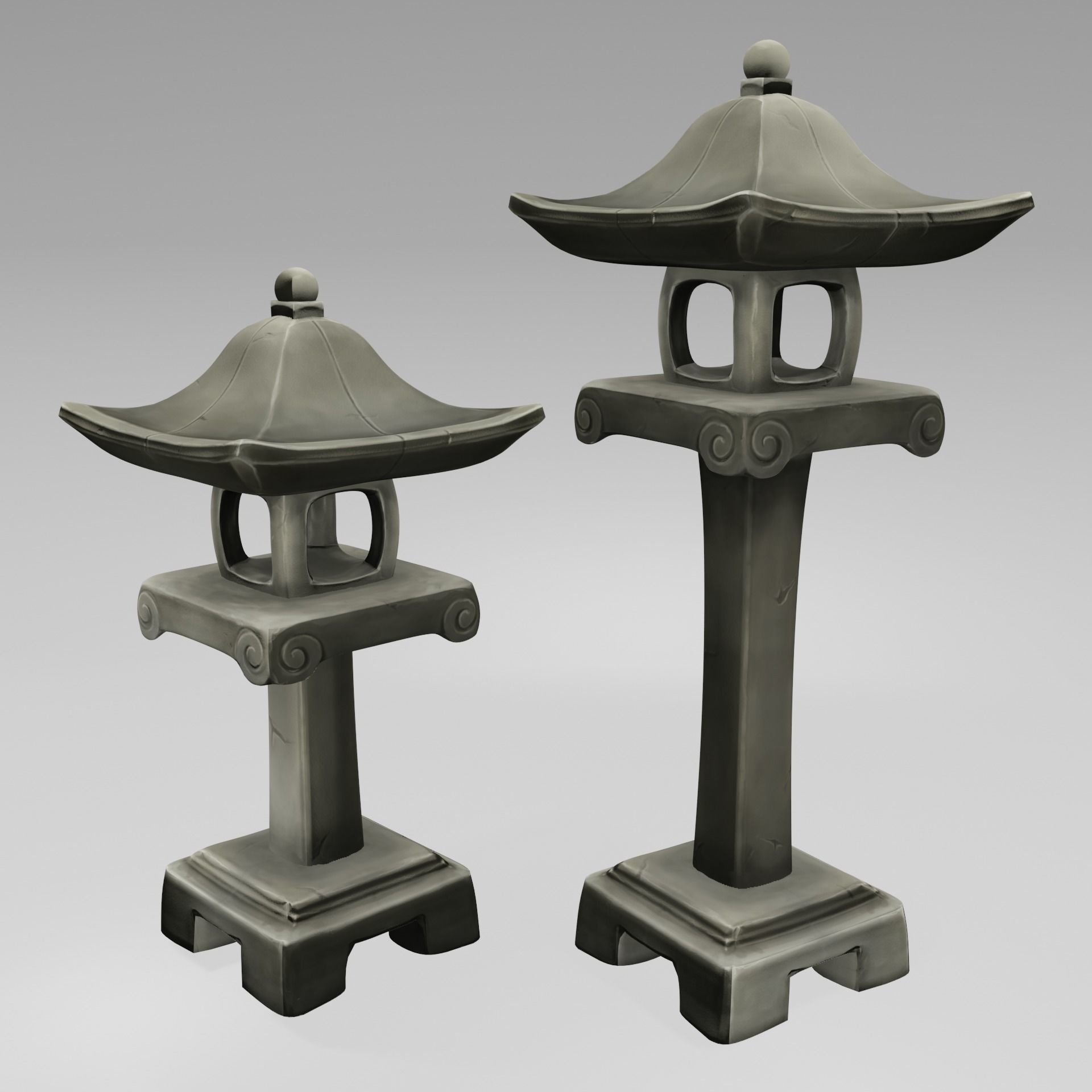Japanese Stone Lanterns Low-poly 3D model_6