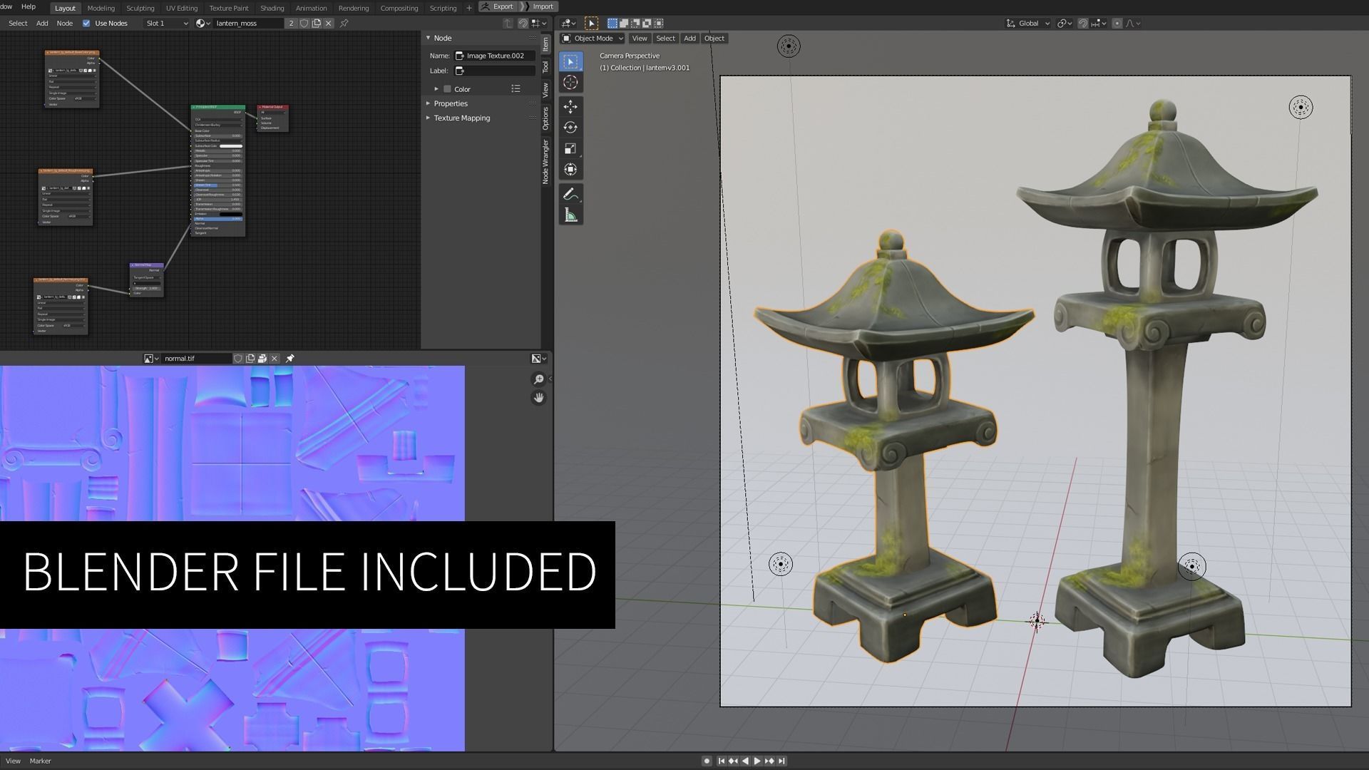 Japanese Stone Lanterns Low-poly 3D model_2