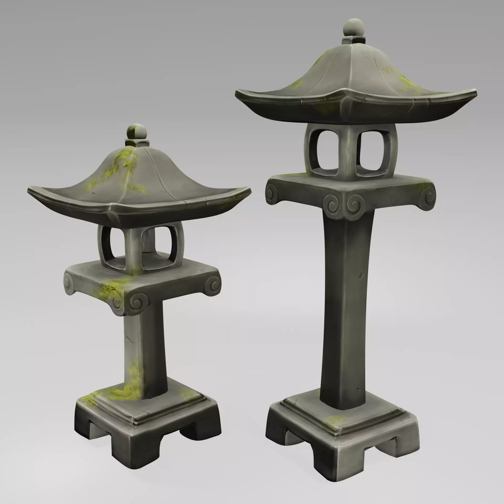 Japanese Stone Lanterns Low-poly 3D model_0