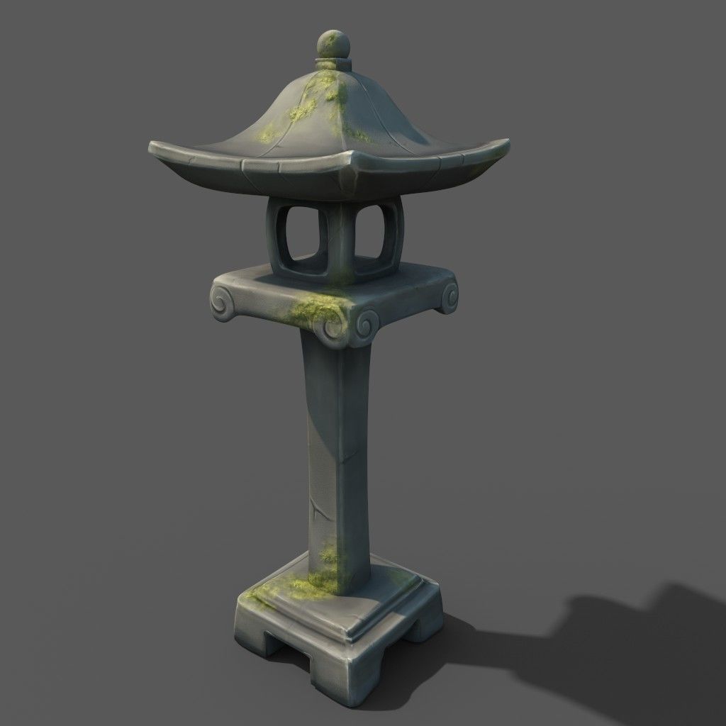 Japanese Stone Lanterns Low-poly 3D model_9