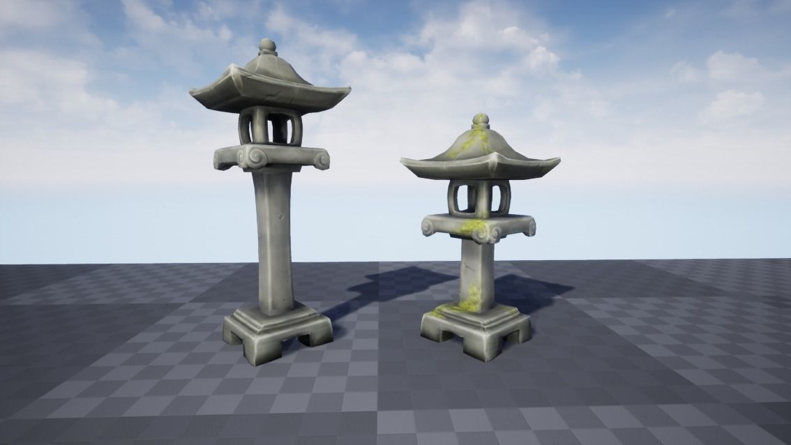 Japanese Stone Lanterns Low-poly 3D model_7