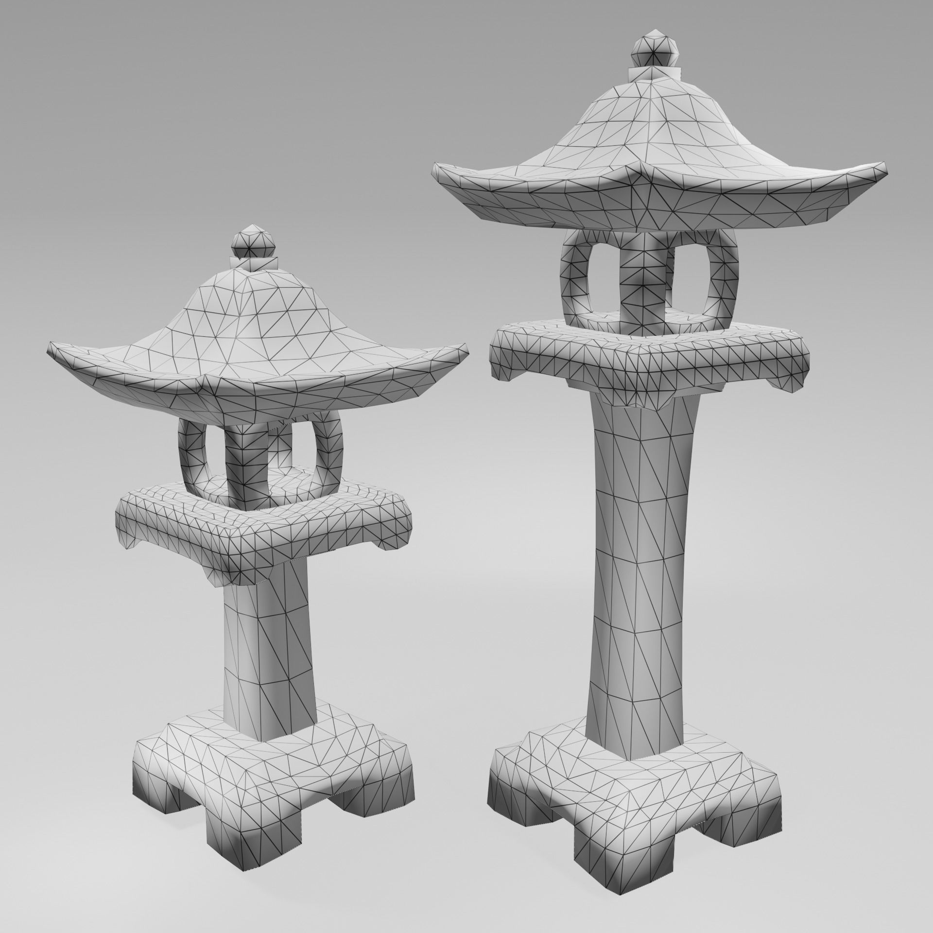 Japanese Stone Lanterns Low-poly 3D model_5