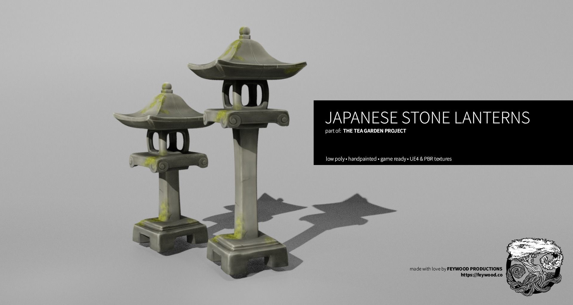 Japanese Stone Lanterns Low-poly 3D model_1