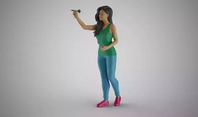 Woman Throwing Darts 3D print model