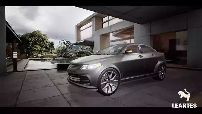 Sedan Car Driveable Animated Realistic