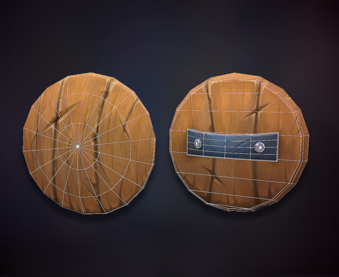 Wooden Shield Low-poly 3D model_2