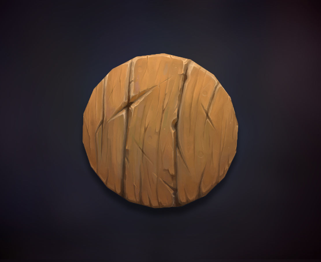 Wooden Shield Low-poly 3D model_3