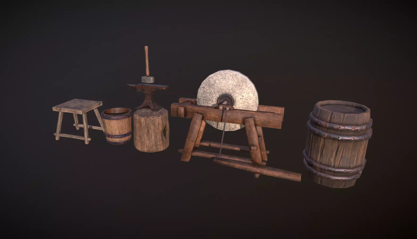 Blacksmith package Low-poly 3D model_0