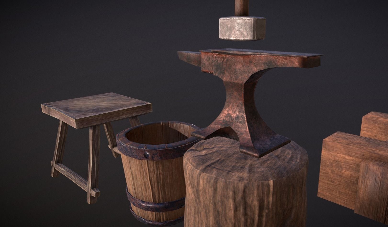 Blacksmith package Low-poly 3D model_2