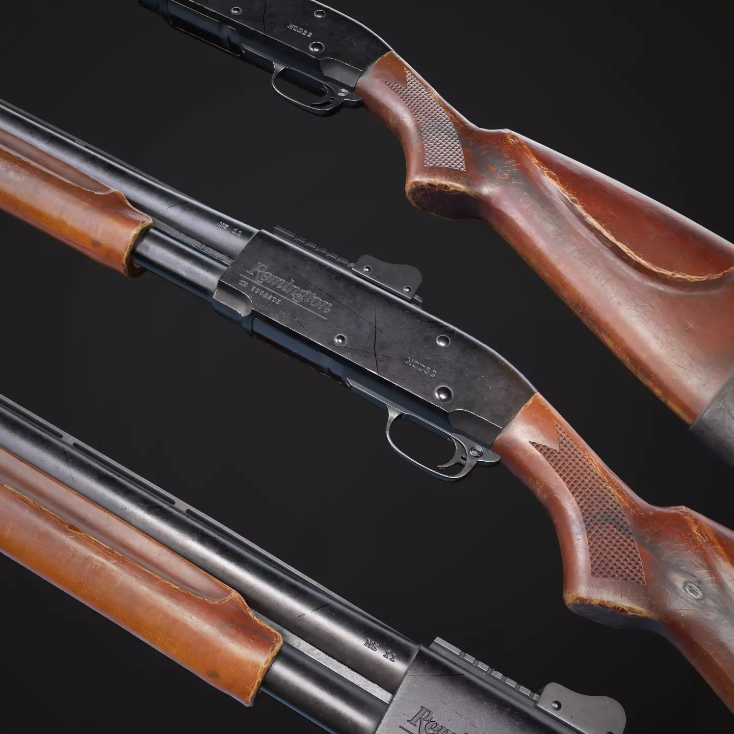 Remington 870 Low-poly 3D model_0