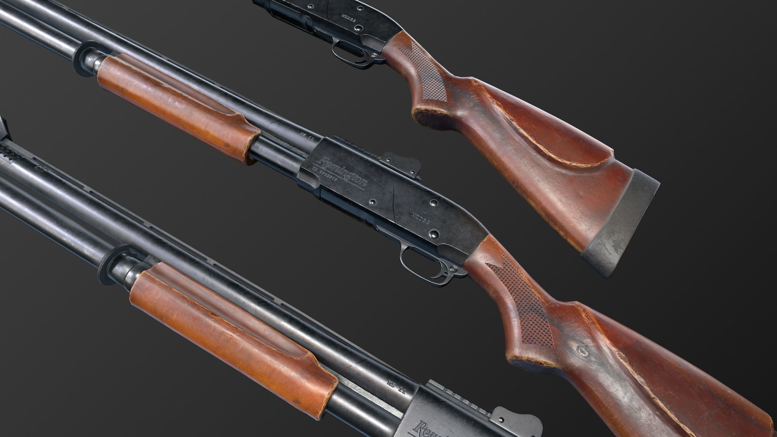 Remington 870 Low-poly 3D model_2