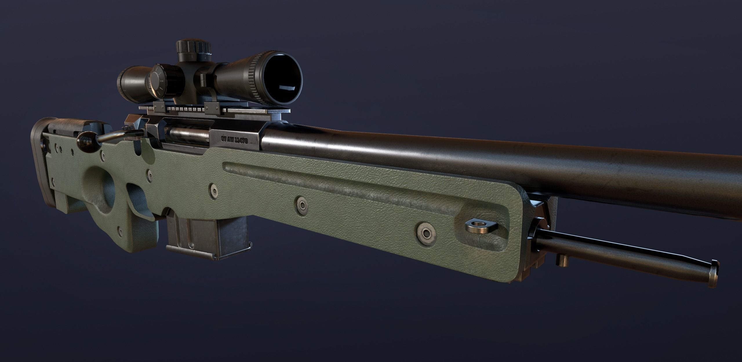 AWM AWP Sniper Rifle Low-poly 3D model_4