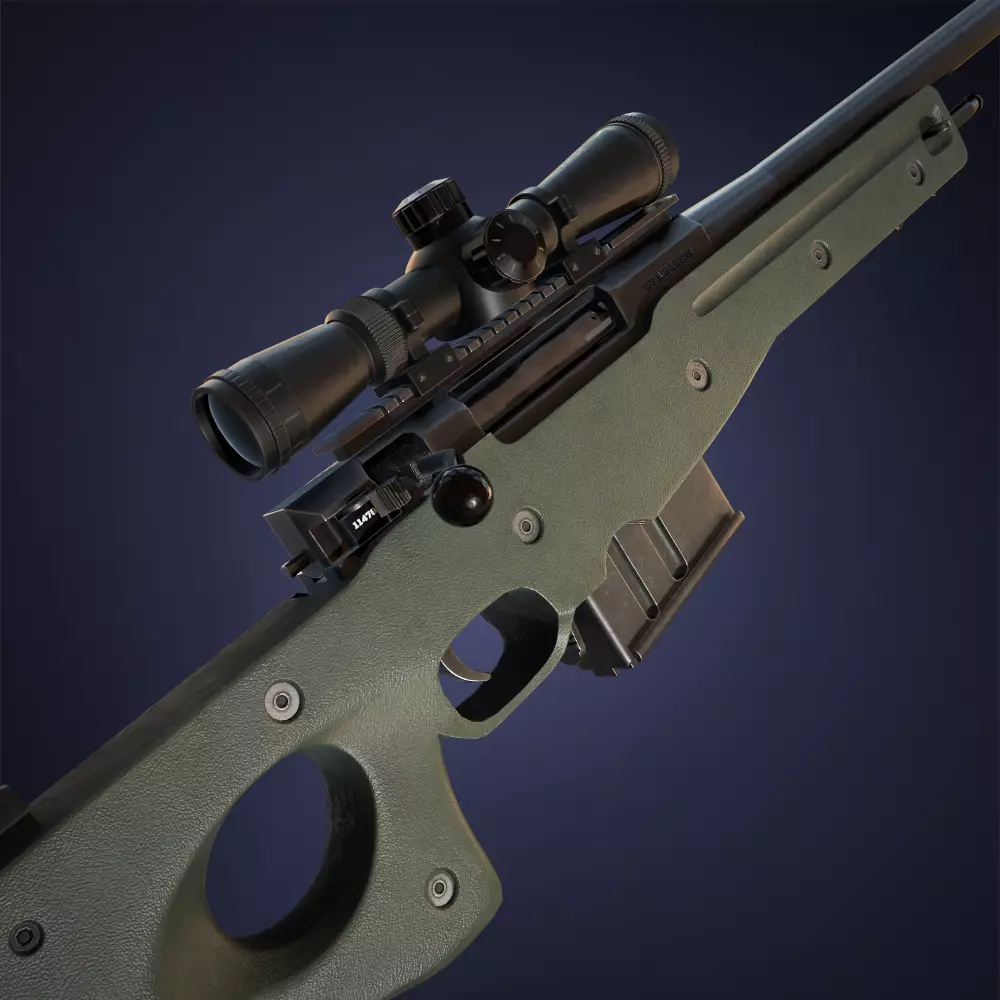 AWM AWP Sniper Rifle Low-poly 3D model_0