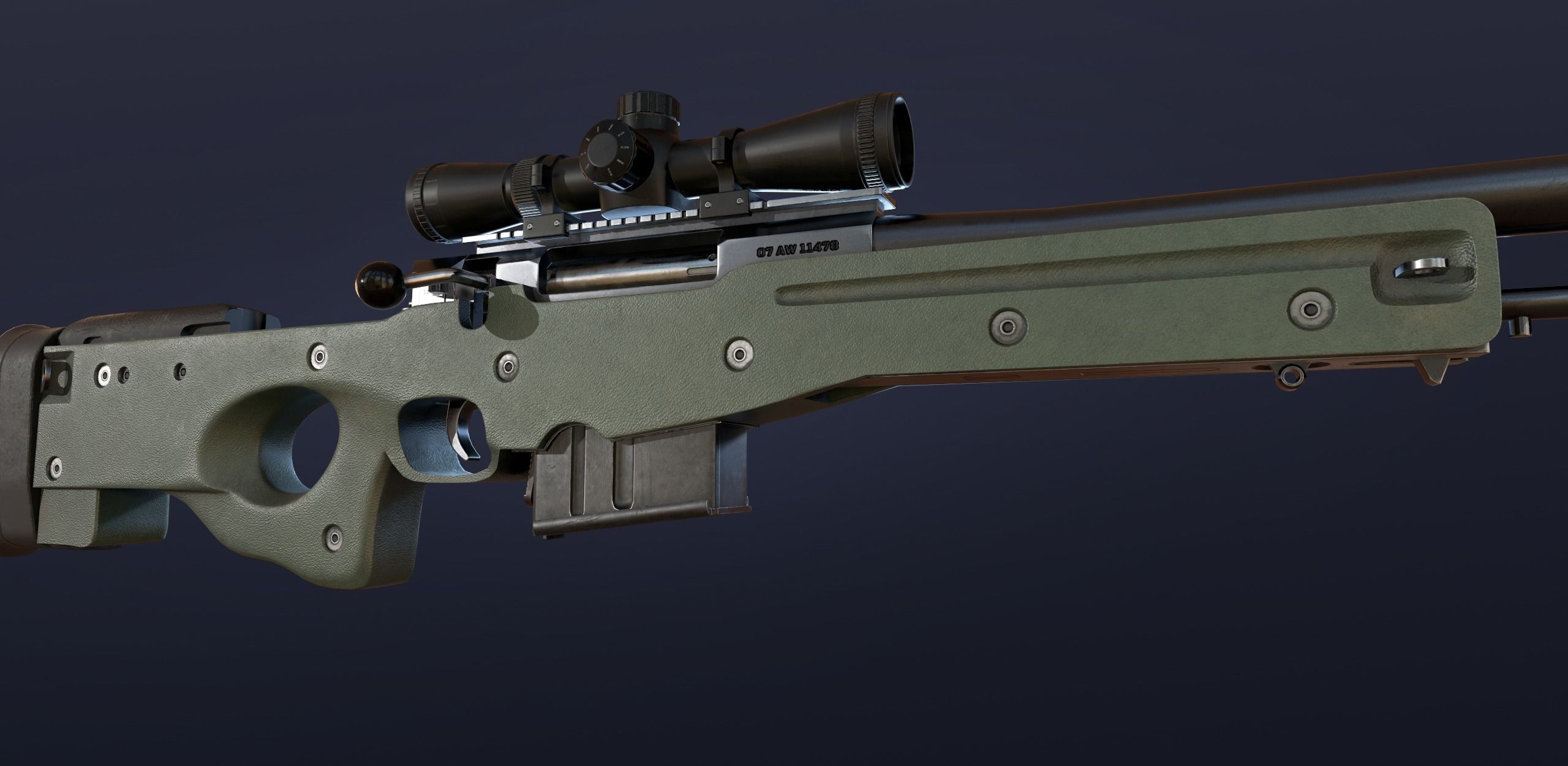 AWM AWP Sniper Rifle Low-poly 3D model_3