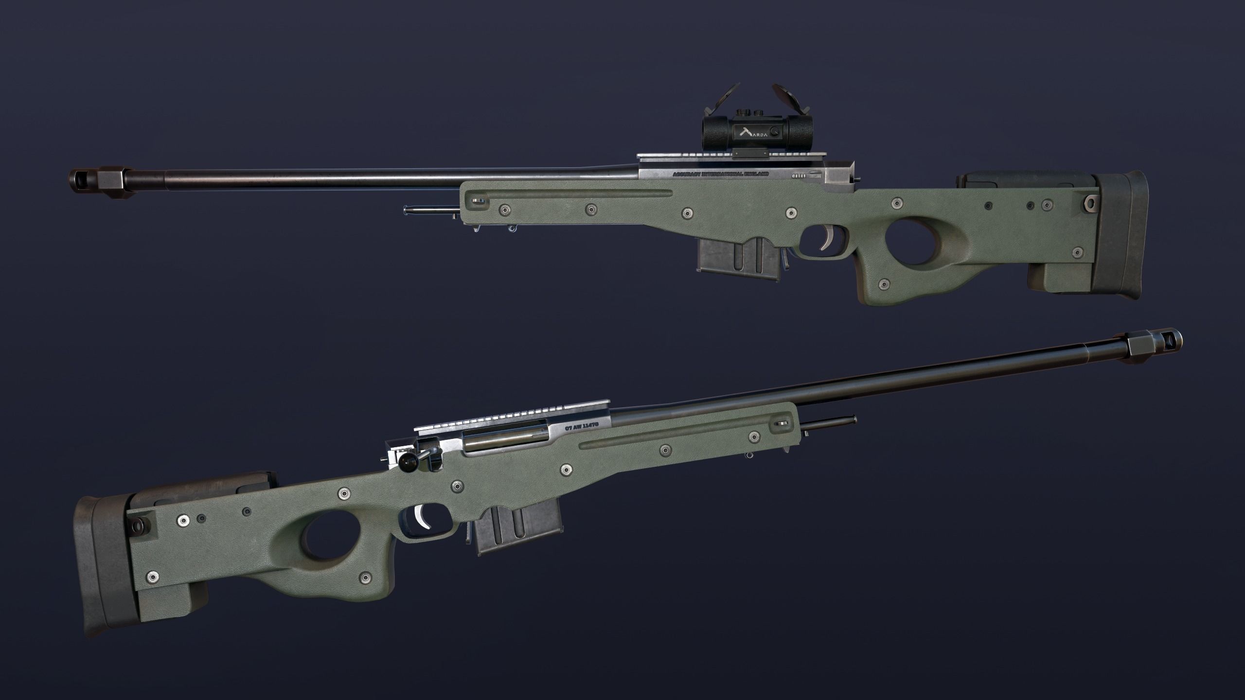 AWM AWP Sniper Rifle Low-poly 3D model_2
