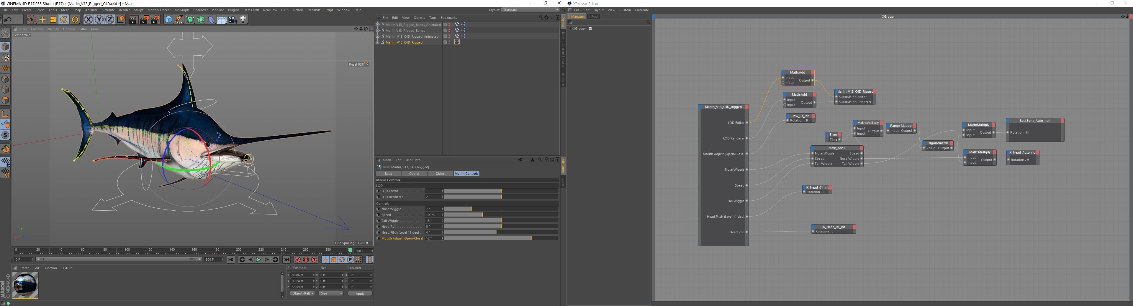 Blue Stripped Marlin C4D Rigged Low-poly 3D model_41