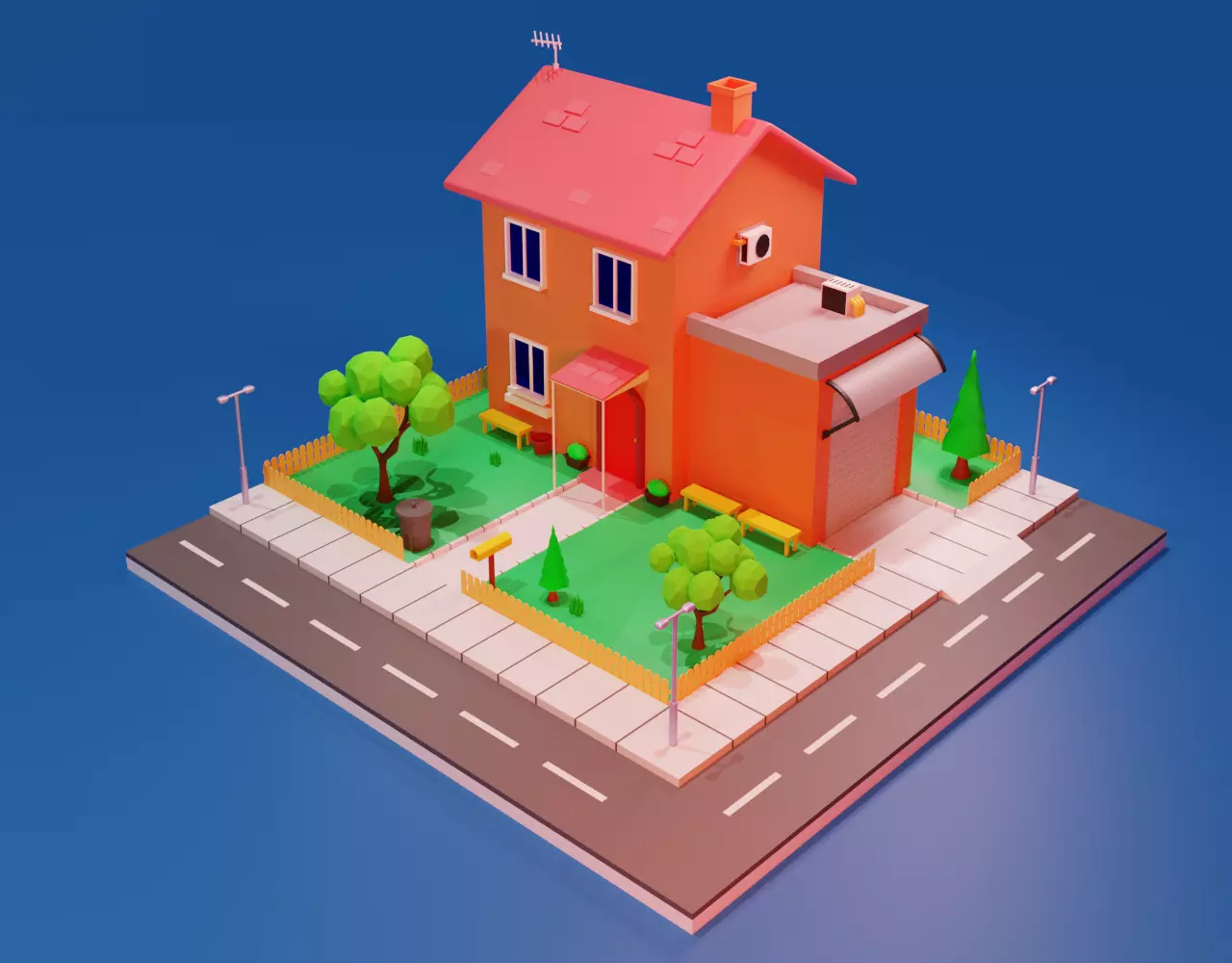 Cartoon House Free low-poly 3D model_0