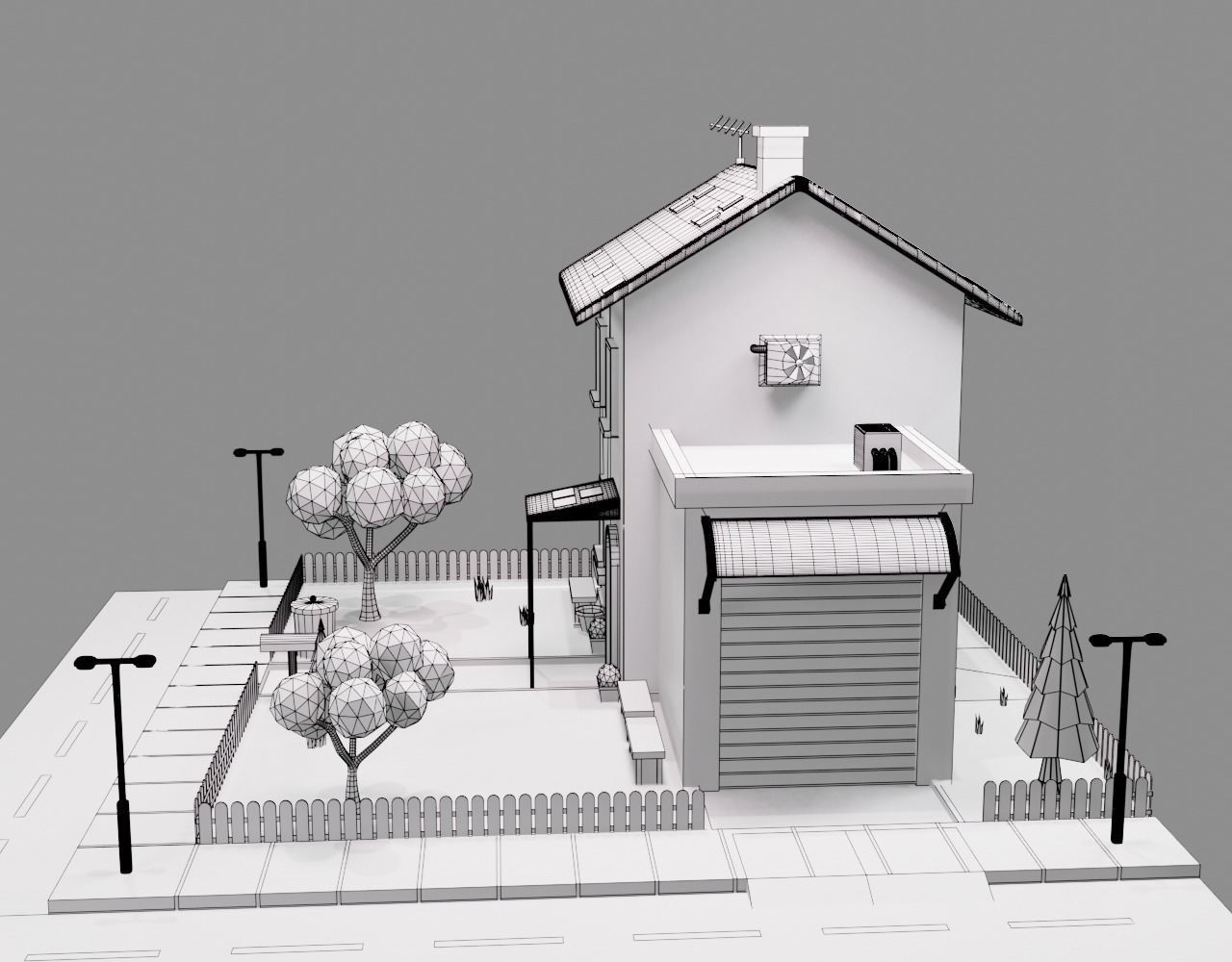 Cartoon House Free low-poly 3D model_9
